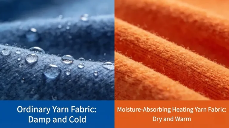 moisture-absorbing-heating-yarn-fabric-vs-ordinary-yarn-damp-cold-dry-warm-comparison