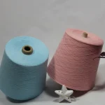 Light blue and pink 32s bamboo cotton yarn cones for spring summer sock yarn