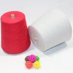 Antibacterial polyester cotton sock yarn cones in red and white