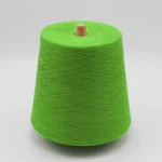 Lime green 32s viscose polyester blended sock yarn cone