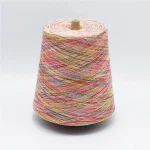 Soft pastel poly-cotton yarn cone with a four-color sequence