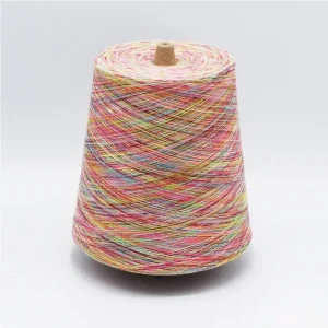 Four-CPastel Multi-Tone Space Dyed Poly Cotton Yarn Coneolor Space Dyed Poly Cotton Yarn 32S Compact Cone Yarn (2) Soft pastel poly-cotton yarn cone with a four-color sequence