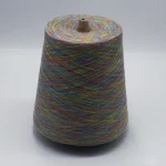 Blue tone four-color space dyed poly cotton yarn cone, compact spun 32S