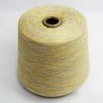 Light yellow pastel segment dyed polyester cotton blended yarn cone for soft-tone socks