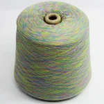 Segment dyed polyester cotton yarn cone for socks in pastel rainbow color