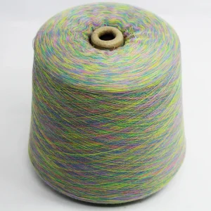 Segment Dyed Polyester Cotton Yarn for Socks - Pastel Rainbow Segment dyed polyester cotton yarn cone for socks in pastel rainbow color