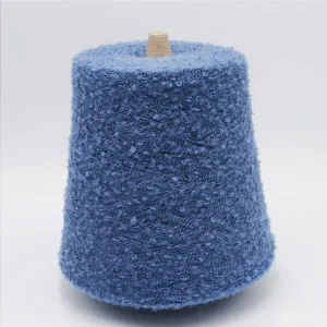 Soft Loop Wool Blend Yarn 13s - Dark Blue Front View Dark blue soft loop wool blend yarn cone, front view, 8% wool 30% nylon 62% acrylic
