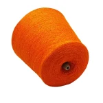 Orange viscose nylon boucle yarn cone, 1/26 count, 70% viscose 30% nylon