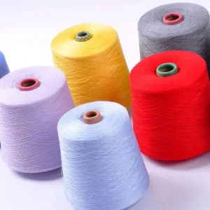 Colored yarn cones showing common yarn types from China yarn manufacturers