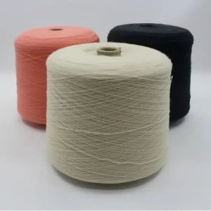 2/45 Merino Wool Blend Yarn - Ivory Pink Black 2/45 merino wool blend yarn cones in ivory pink and black for autumn winter knitwear