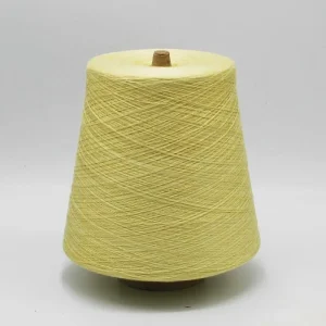 Pale Yellow Silk Linen Blended Sock Yarn Cone Pale yellow silk linen blended sock yarn cone in 32S/1 for 18G summer sock knitting