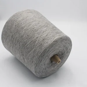 30s Linen Polyester Blended Yarn 30/1 Color Yarn Light Gray 30s linen polyester blended yarn cone in light gray melange color