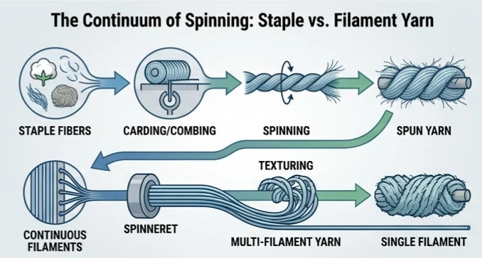 staple vs filament yarn classification from fibers to spun and filament yarn