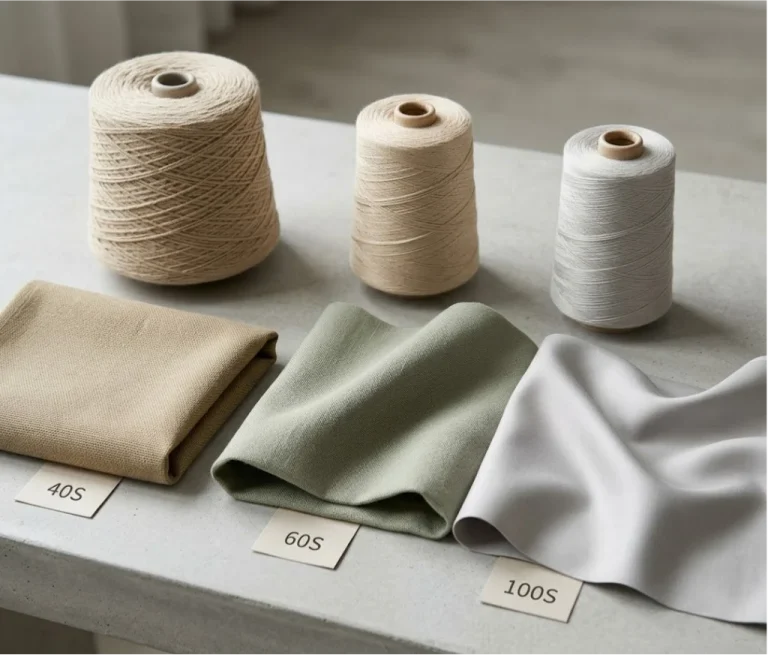 40S 60S and 100S yarn count comparison with cotton fabric samples