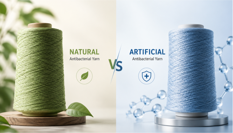 Natural vs artificial antibacterial yarn comparison for textile production