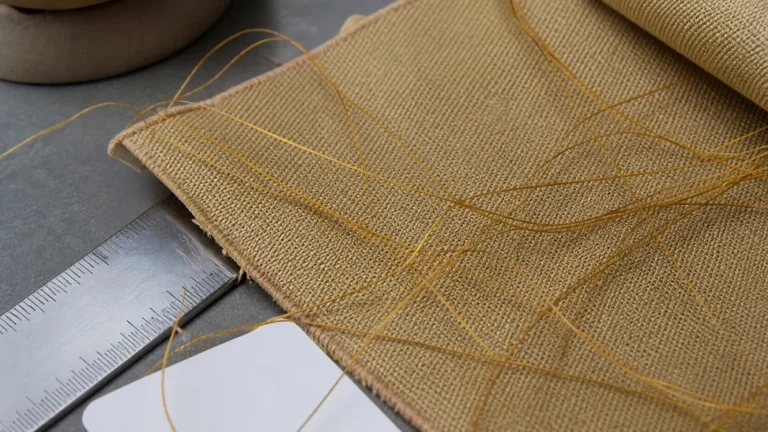Polyimide fiber strands on technical fabric sample for textile testing