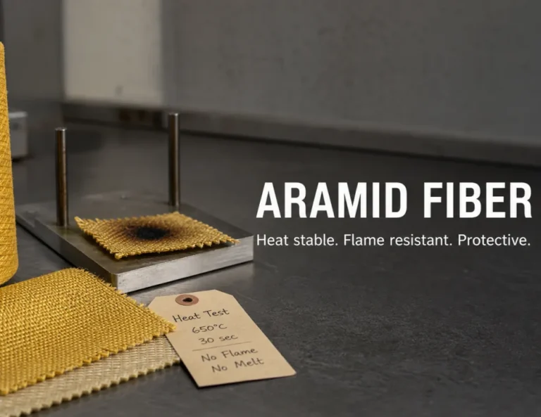 Aramid fiber heat resistance test showing no flame and no melting at high temperature
