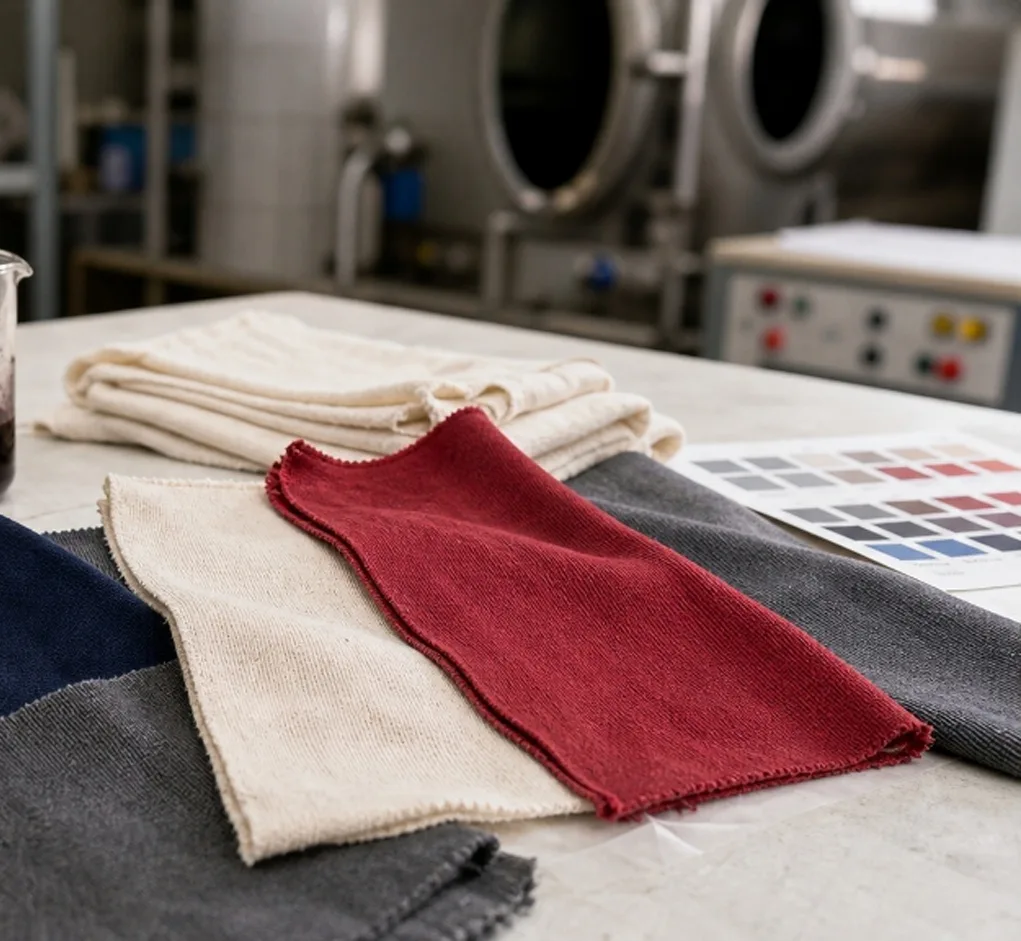 Fabric dyeing lab dip swatches for textile color development