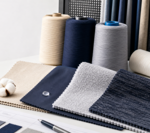 Fabric swatches and yarn samples for performance-based textile selection