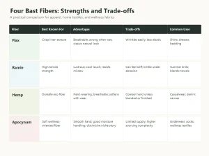 four bast fibers comparison