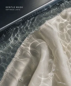 Lyocell fabric being gently washed in clear water