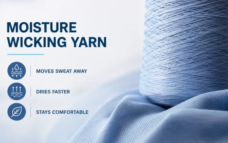Moisture wicking yarn transfers sweat away from the skin through absorb transfer dry technology