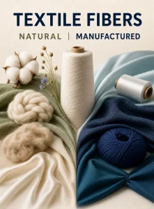 Natural and manufactured textile fibers with yarn and fabric samples