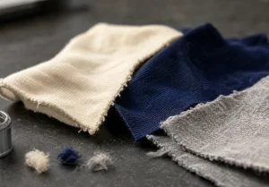 Cotton, polyester and blended fabric samples for textile waste recycling