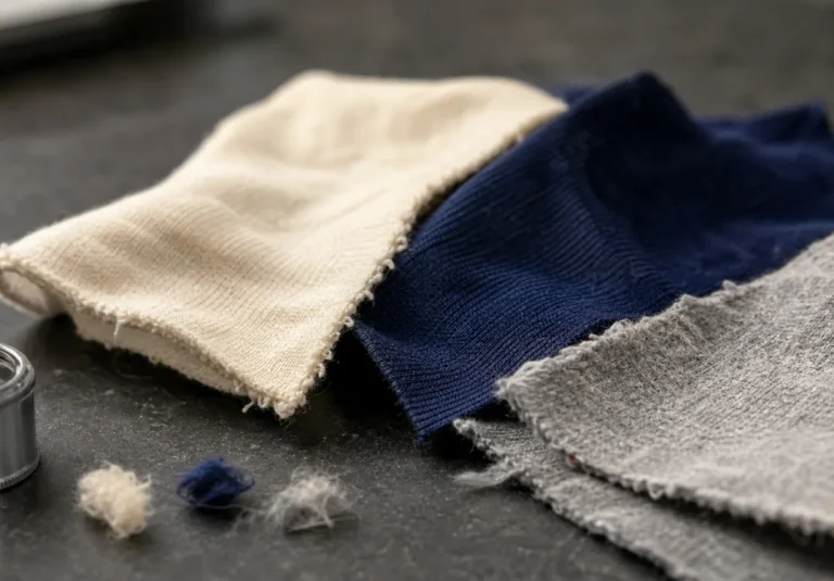 Cotton, polyester and blended fabric samples for textile waste recycling