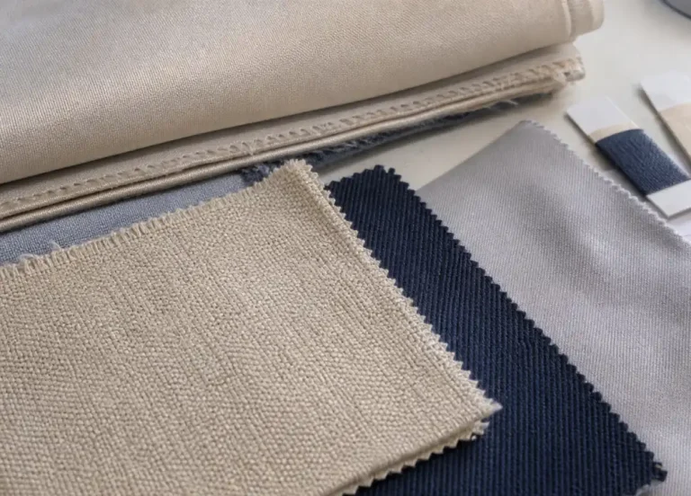 woven fabric inspection swatches showing plain twill and satin structures