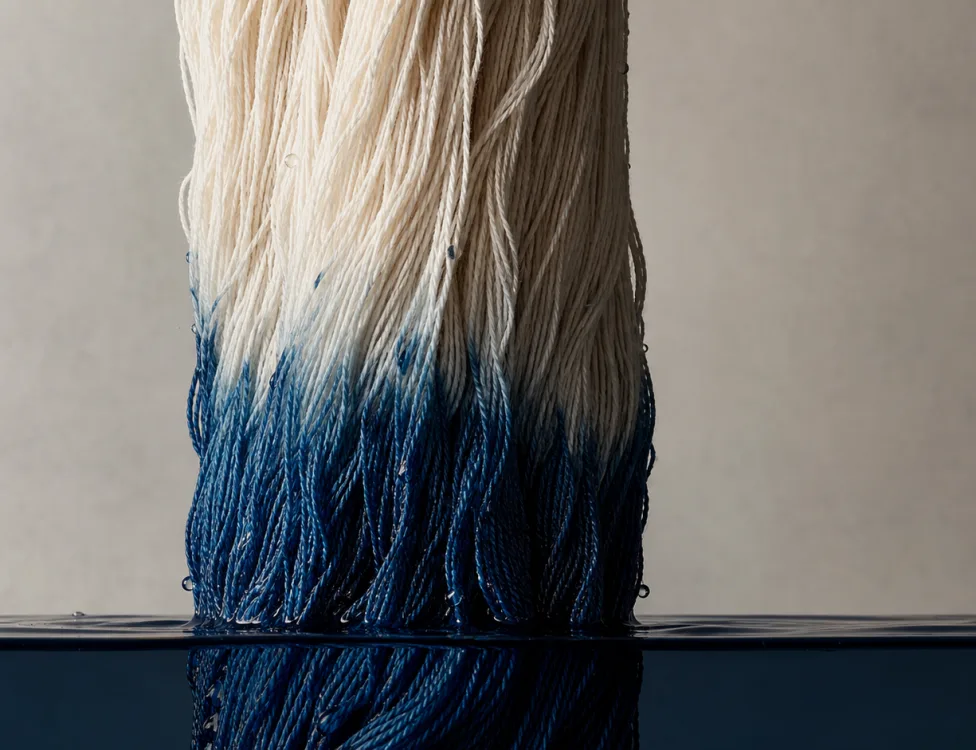 Yarn absorbing dye during the adsorption stage of the yarn dyeing process