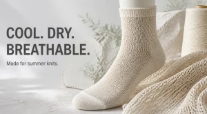 Open-knit paper yarn sock and lightweight fabric with a breathable summer texture