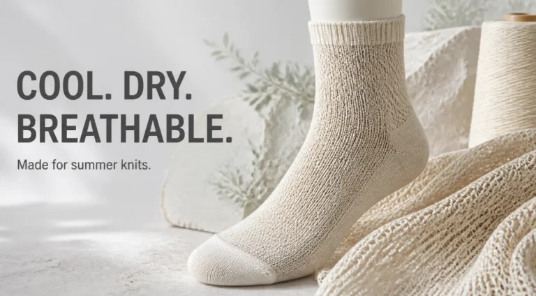 Open-knit paper yarn sock and lightweight fabric with a breathable summer texture